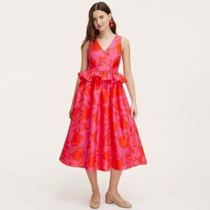 Kate Spade New York x Target Classic Rose Peplum Midi Dress Pink /Red 12 NWT